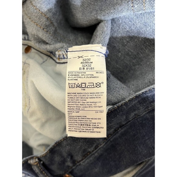 Gap Slim Straight Leg Distressed Jeans Mens Size 32x32 Stretch Blue Denim - Picture 4 of 16
